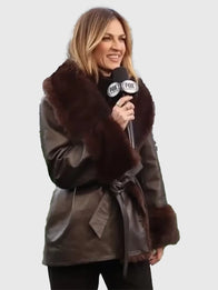 Erin Andrews NFC Championship 2025 Coat Coat unisex detail view 5 | Dash Racegear — Black Erin Andrews NFC Championship 2025 coat, stylish faux leather layer ideal for fan fashion or weekend wear.