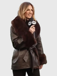 Erin Andrews NFC Championship 2025 Coat Coat unisex detail view 5 | Dash Racegear — Black Erin Andrews NFC Championship 2025 coat, stylish faux leather layer ideal for fan fashion or weekend wear.
