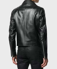 Black Double-Zip Motorcycle Jacket Biker Jacket unisex detail view 2 | Dash Racegear — Black Biker Double-Zip Leather Motorcycle Jacket
