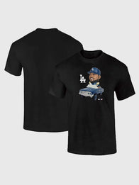 World Series Champions Dodgers x Ice Cube T-Shirt Shirt unisex front product view | Dash Racegear — Unisex black T-shirt featuring Los Angeles Dodgers x Ice Cube World Series Champions 2026 design with a bold streetwear-inspired graphic.