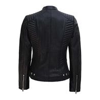 Womens Black Padded Leather Jacket Leather Jacket women detail view 2 | Dash Racegear — Black Padded Leather Jacket