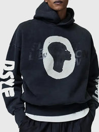 Fear of GOD x Idris Elba DSYF Hoodie Hoodie unisex detail view 3 | Dash Racegear — DSYF black hoodie by Fear of GOD x Idris Elba, relaxed pullover style, cozy warmth for unisex casual city outfits.