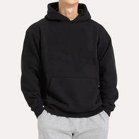Mens Black Hoodie Hoodie men front product view | Dash Racegear — Mens Black Pullover Fleece Hoodie