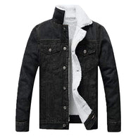 Mens Black Sherpa Denim Jacket Denim Jacket men front product view | Dash Racegear — Black Sherpa Denim Jacket