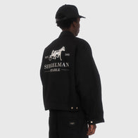 Siegelman Stable Embroidered Coaches Jacket Jacket unisex detail view 4 | Dash Racegear — Siegelman Racing Stable black cotton coaches jacket with front embroidery
