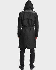 Mens Black Mid-Length Coat Coat men detail view 3 | Dash Racegear — Mens Black Hooded Raincoat
