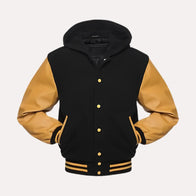 Black and Yellow Varsity Jacket Varsity Jacket unisex detail view 2 | Dash Racegear — Black and Yellow Varsity Jacket
