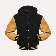 Black and Yellow Varsity Jacket Varsity Jacket unisex detail view 2 | Dash Racegear — Black and Yellow Varsity Jacket