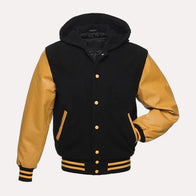 Black and Yellow Varsity Jacket Varsity Jacket unisex front product view | Dash Racegear — Black and Yellow Varsity Jacket