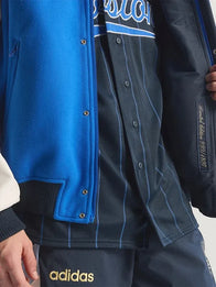Adidas Boston Marathon 26 Varsity Jacket Varsity Jacket unisex detail view 5 | Dash Racegear — Boston Marathon 26 Adidas varsity jacket in blue & white wool, unisex fit, perfect for marathon supporters.