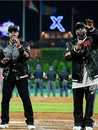 Boyz II Men MLB All-Star Game 2026 Satin Jacket Jacket unisex detail view 3 | Dash Racegear — Black Philadelphia Phillies satin varsity jacket crafted for everyday comfort with bold 2026 MLB All-Star Game styling.