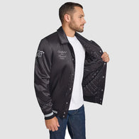 Brooklyn Nets Stitch Applique Satin Jacket Black Jacket unisex detail view 3 | Dash Racegear — NBA-Inspired Black Satin Jacket – Brooklyn Nets Edition
