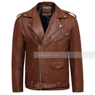 Mens Brown Motorcycle Leather Jacket Leather Jacket men detail view 2 | Dash Racegear — Dark Brown Motorcycle Jacket