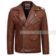 Mens Brown Motorcycle Leather Jacket Leather Jacket men detail view 2 | Dash Racegear — Dark Brown Motorcycle Jacket