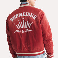 Abercrombie Budweiser Varsity Bomber Jacket Bomber Jacket unisex detail view 2 | Dash Racegear — Classic Abercrombie Budweiser Varsity Jacket with Bomber Style
