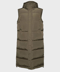 Mens Burnt Olive Long Coat Jacket men detail view 2 | Dash Racegear — Mens Hooded Puffer Long Coat