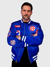 CM Punk Chicago Cubs Blue Jacket Jacket unisex detail view 6 | Dash Racegear — Second City Saint blue satin jacket blending wrestling-inspired design with classic casual appeal.