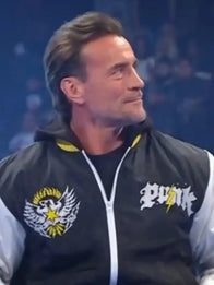 WWE Nexus CM Punk Bomber Jacket Bomber Jacket unisex front product view | Dash Racegear — CM Punk Nexus WWE SmackDown Black & White Hooded Bomber Jacket featuring premium comfort and bold wrestling-inspired everyday style.