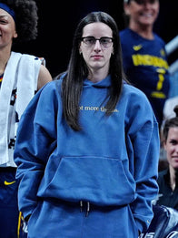 Caitlin Clark Shoot More Threes Hoodie Hoodie unisex detail view 3 | Dash Racegear — Caitlin Clark basketball hoodie in blue, blending a modern casual silhouette with a standout sports-inspired aesthetic.