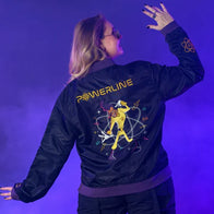 Cakeworthy Powerline Bomber Jacket Bomber Jacket unisex detail view 2 | Dash Racegear — Colorful Cakeworthy bomber jacket with Powerline art