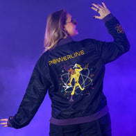 Cakeworthy Powerline Bomber Jacket Bomber Jacket unisex detail view 2 | Dash Racegear — Colorful Cakeworthy bomber jacket with Powerline art