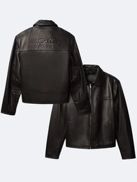 Jungkook Calvin Klein Leather Jacket Leather Jacket unisex detail view 8 | Dash Racegear — A black leather jacket with racer style and fashion-forward influence from K-pop styling.