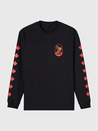 OVO Canada Basketball Long Sleeve T-Shirt Shirt unisex front product view | Dash Racegear — October’s Very Own Canada Basketball 2026 Black Long Sleeve T Shirt with relaxed layering and court focused artwork