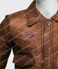 Captain Marvel Flight Bomber Jacket Bomber Jacket unisex detail view 4 | Dash Racegear — Captain Marvel Brie Larson Brown Bomber Jacket