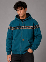 Carhartt 50th Anniversary Green Montana Jacket Jacket unisex detail view 6 | Dash Racegear — Aztec Carhartt outer jacket in green with woven designs, anniversary marking, and classic workwear roots