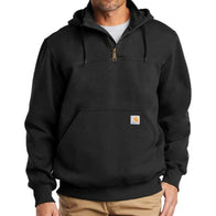 Carhartt Paxton Heavyweight Hoodie Hoodie unisex detail view 4 | Dash Racegear — Detailed image of the rib-knit cuffs and waistband, designed for a secure and comfortable fit.