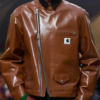 Sacai x Carhartt Leather Jacket Leather Jacket unisex detail view 2 | Dash Racegear — Carhartt x Sacai collaboration leather jacket with modern streetwear edge