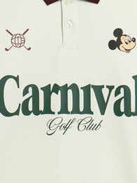 Carnival Golf x Disney Mickey Stars Polo Shirt Shirt unisex detail view 3 | Dash Racegear — Disney Mickey Carnival Golf 2026 Stars LS polo shirt blending soft cream styling with modern everyday versatility.