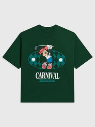 Carnival Golf x Disney Minnie Swing OVS T-Shirt Shirt unisex front product view | Dash Racegear — Green Carnival Golf x Disney Minnie Swing OVS T-shirt featuring a relaxed unisex design and playful casual style.