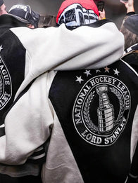 Sebastian Aho NHL Lord Stanley Varsity Jacket Varsity Jacket unisex detail view 3 | Dash Racegear — Sebastian Aho Lord Stanley varsity jacket showcasing premium craftsmanship with bold championship-inspired appeal.