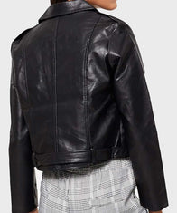 Womens Black Biker Leather Jacket Biker Jacket women detail view 2 | Dash Racegear — Womens Black Biker Zipper Leather Jacket