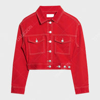 Womens Red Denim Jacket Denim Jacket women front product view | Dash Racegear — Womens Red Denim Jacket