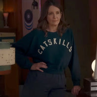 The Four Seasons Tina Fey Catskills Sweatshirt Sweatshirt unisex front product view | Dash Racegear — Tina Fey The Four Seasons S02 Kate Catskills green fleece sweatshirt, cozy TV-inspired style for unisex casual wear.