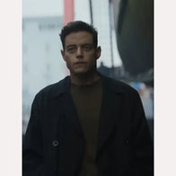 The Amateur 2025 Rami Malek Black Coat Jacket unisex detail view 2 | Dash Racegear — The Amateur 2025 Coat – Rami Malek’s Signature Black Outerwear