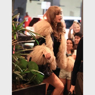 Taylor Swift Charlotte Simone Billie Coat Jacket Jacket unisex front product view | Dash Racegear — Trendy Black Fur Billie Coat – Taylor Swift’s Fashion Moment