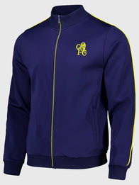 Chelsea Retro Crest Track Jacket Jacket unisex front product view | Dash Racegear — Designed for supporters, the Chelsea Retro Crest Navy Track Jacket suits everyday layering or match-day fashion.