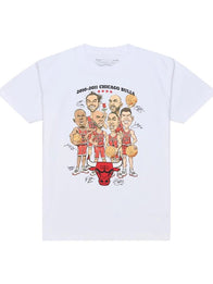 Chicago Bulls 2010-11 Team Caricature T-Shirt Shirt unisex detail view 2 | Dash Racegear — Mitchell & Ness Derrick Rose Chicago Bulls 2010–11 Caricature T-Shirt in white, bold graphic tee for everyday fandom.