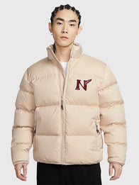 Nike Club Year of the Horse Puffer Jacket Puffer Jacket unisex front product view | Dash Racegear — Light beige full-zip parachute puffer jacket with smooth, insulated fabric inspired by Nike Club China 2026 Year of the Horse