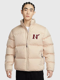 Nike Club Year of the Horse Puffer Jacket Puffer Jacket unisex front product view | Dash Racegear — Light beige full-zip parachute puffer jacket with smooth, insulated fabric inspired by Nike Club China 2026 Year of the Horse