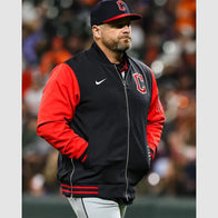 Cleveland Guardians Dugout Bomber Jacket Bomber Jacket unisex front product view | Dash Racegear — Cleveland Guardians Dugout Bomber Jacket – Fan-Favorite Baseball Style