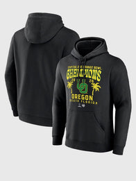Oregon Ducks Playoff 2026 Orange Bowl Champions Hoodie Hoodie unisex front product view | Dash Racegear — Black Oregon Ducks 2026 College Football Playoff Champions hoodie, comfortable fleece for everyday wear and game nights.
