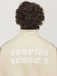 Adidas x Willy Chavarria Compton Cowboys Chino Track Jacket Jacket unisex detail view 4 | Dash Racegear — Unisex beige Adidas x Willy Chavarria track jacket with segmented three‑stripes and embroidered accents for standout flair.