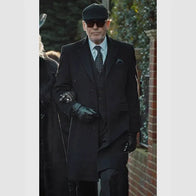MobLand Conrad Harrigan Black Coat Jacket unisex front product view | Dash Racegear — Dapper Black Coat from MobLand’s Conrad Harrigan Outfit