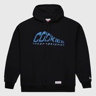 M&N x Cookies 2025 Pullover Hoodie Hoodie unisex front product view | Dash Racegear — Soft black fleece hoodie from Mitchell & Ness Cookies collab
