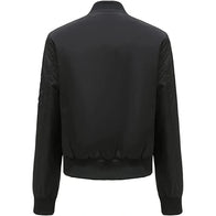 Womens Cotton Black Bomber Jacket Bomber Jacket women detail view 2 | Dash Racegear — Cotton Black Bomber Jacket