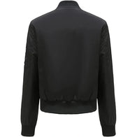 Womens Cotton Black Bomber Jacket Bomber Jacket women detail view 2 | Dash Racegear — Cotton Black Bomber Jacket